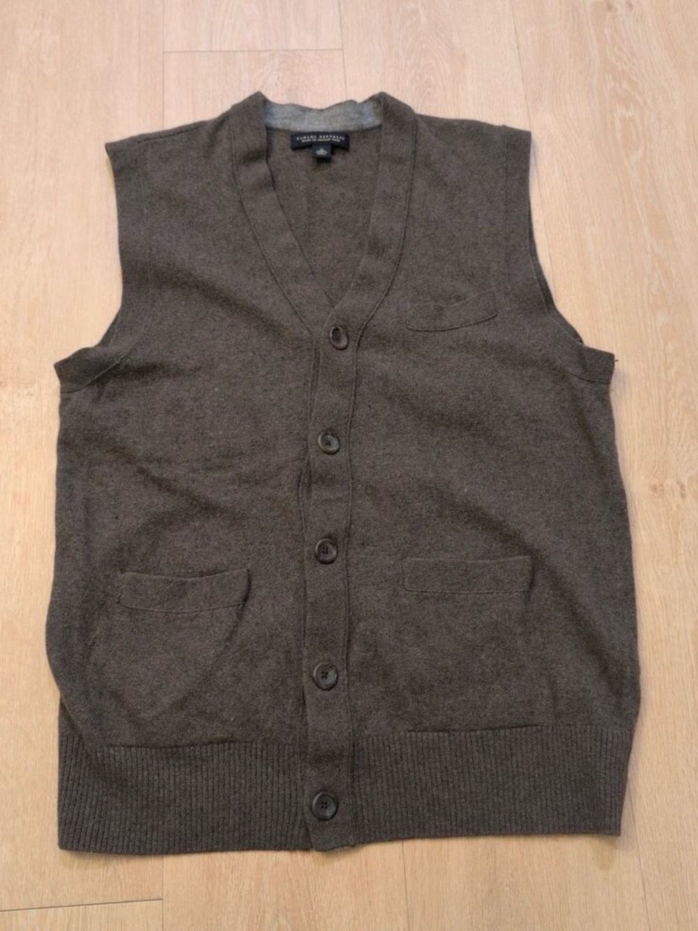 Banana Republic Men's Medium Brown Button-Up V-Neck Sweater Vest